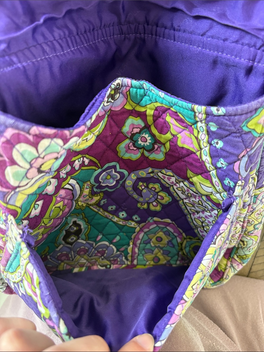 Vera Bradley Purple and Teal Quilted Paisley Crossbody - Picture 4 of 11